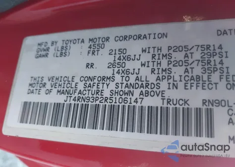 1994 Toyota Pickup 1/2 Ton Ex Lng Whlbase/Dx z USA, uszkodzony, nr VIN JT4RN93P2R5106147